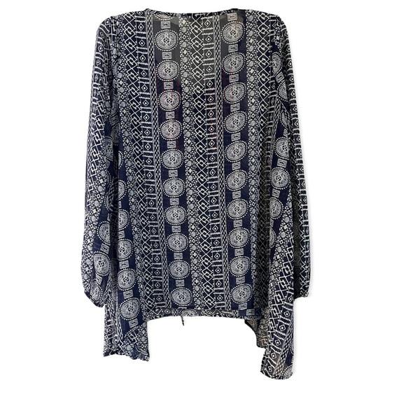 KORI • Navy Blue & White Aztec Design Long Sleeve - Picture 13 of 14